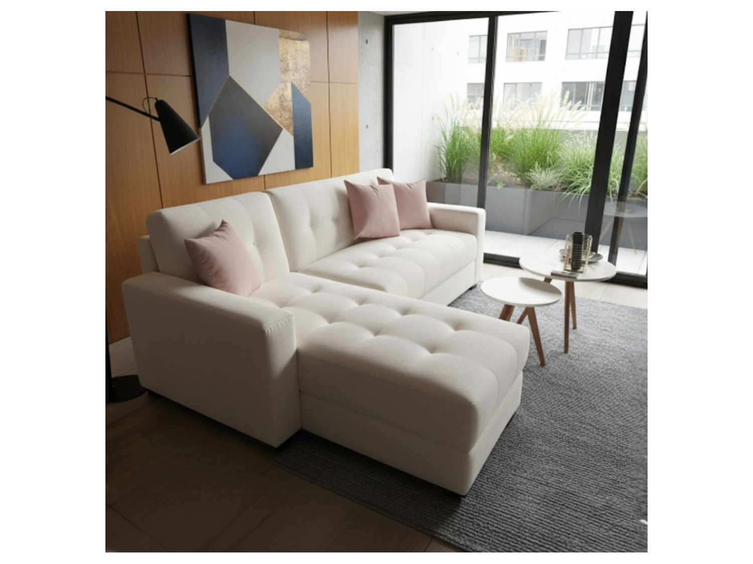Seccional Giam en tela chenille con 2 cojines decorativos Seccional Giam en tela chenille con 2 cojines decorativos