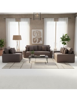 Sala Mina 3-2-1 con banqueta en tela chenille