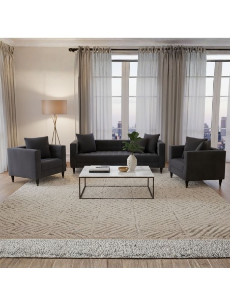 Juego de sala Blacke 3-2-1 en tela chenille antifluido | Muebles modernos LMUEBLE Perú