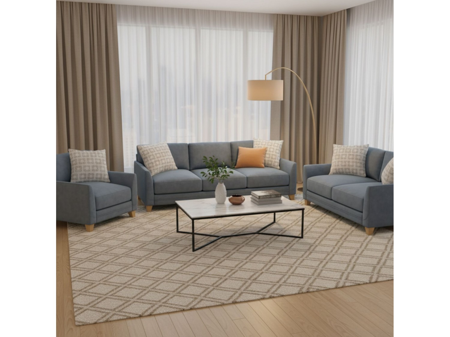 Juego de Sala Japon 3-2-1 en Tela Chenille Premium | Sala Moderna y Elegante | Muebles Perú