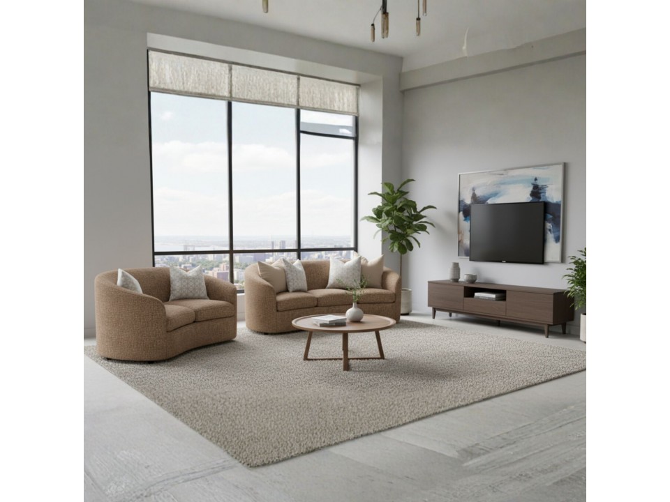 Juego de sala curvo Quan 3-2 en tela chenille antifluido | LMUEBLE Perú