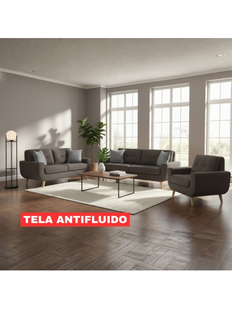Juego de sala Florencia 3-2-1 en tela chenille antifluido con cojines decorativos | LMUEBLE Perú