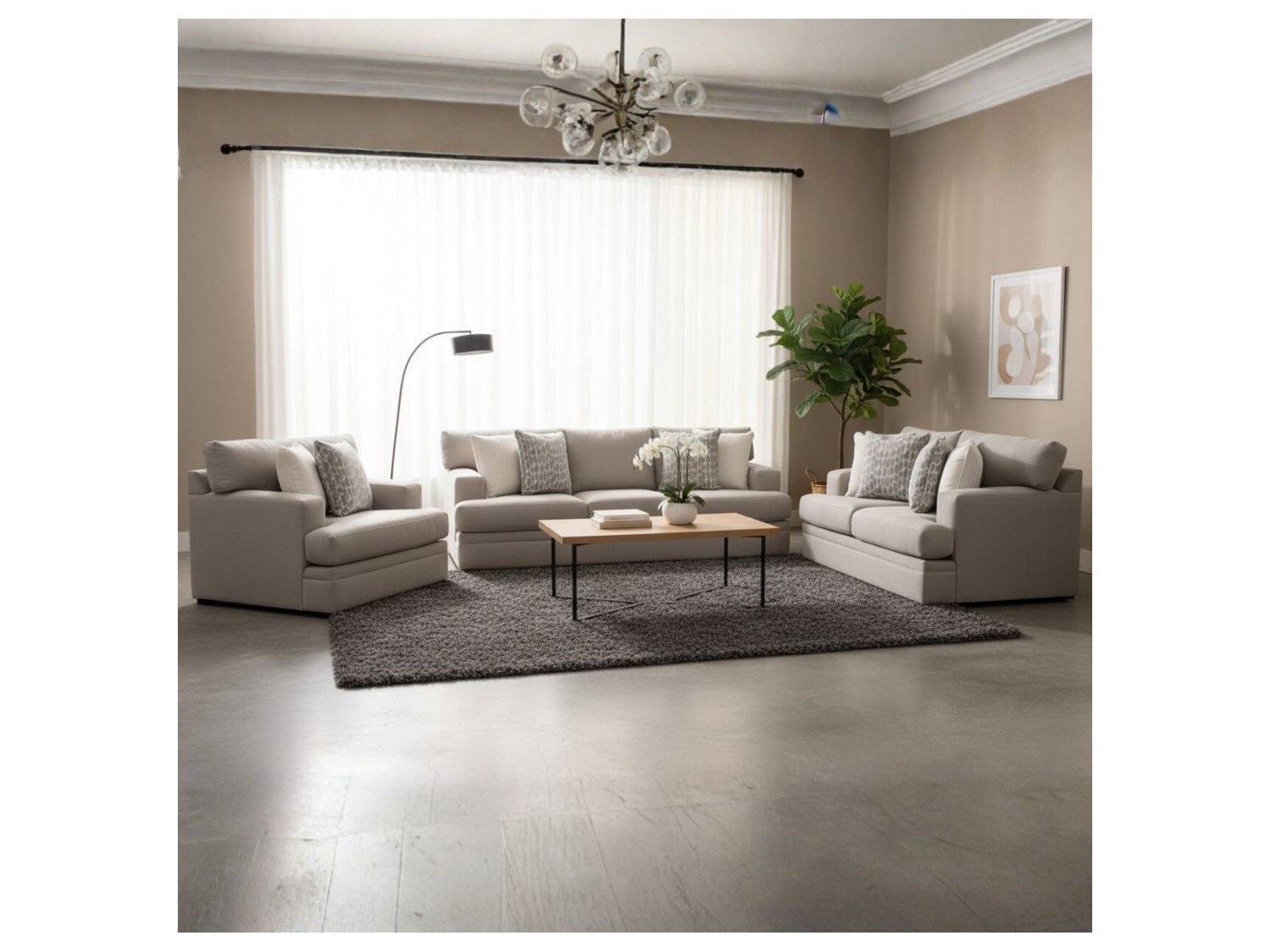 Juego de sala Casi 3-2-1 en tela chenille antifluido