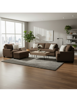 Juego de Sala Malena 3-2-1 con Banqueta en Tela Antifluido Chenille – Diseño Moderno, Cómodo y Elegante