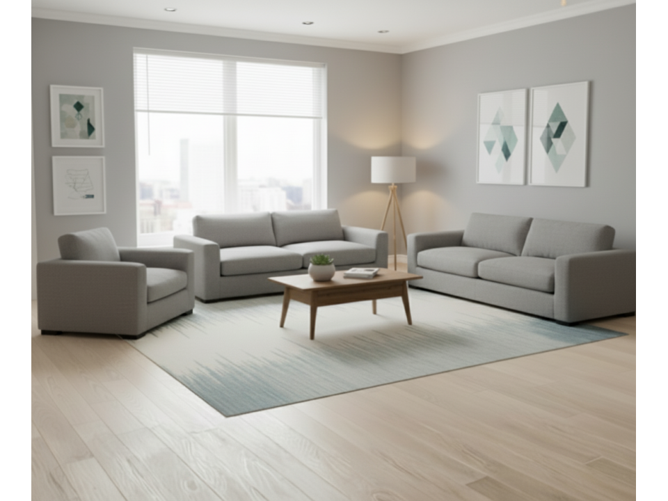 Juego de sala moderno roberta 3-2-1 en tela chenille