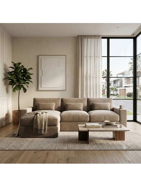 Mueble seccional Sebastiani en tela antifluido para dpto