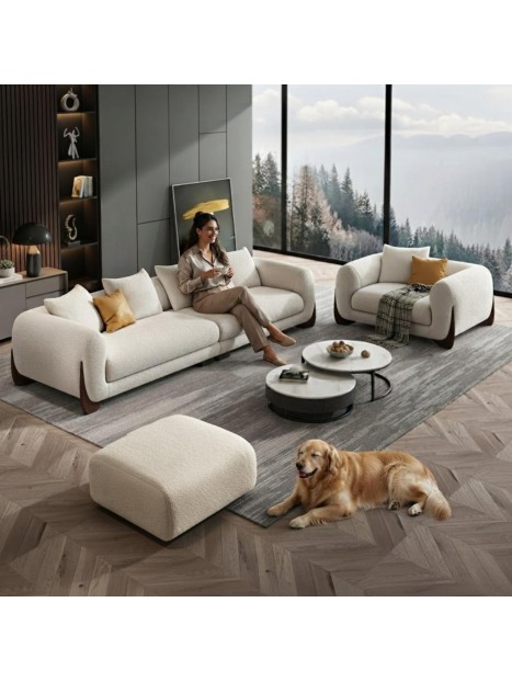 Juego de Sala Dubai 3-1 con Banqueta | Tela Chenille Antifluido Pet Friendly | Sala Moderna para Departamento | LMueble Perú