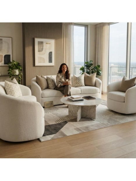 Sala Curva Mónica 3-2-1 Chenille Antifluido | 6 Cuotas | LMueble Perú