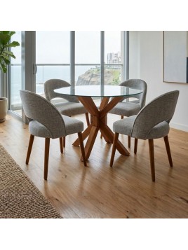 Comedor de 4 Sillas con Mesa de Vidrio | LMueble Perú