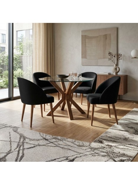 Comedor Redondo de Vidrio con 4 Sillas Vintage | LMueble