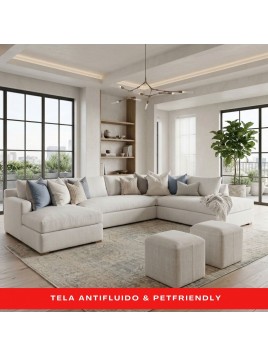 Seccional bali en U de 300×160×180 cm en Chenille Antifluido – Mueble Moderno y Amplio