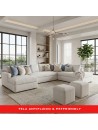 Seccional bali en U de 300×160×180 cm en Chenille Antifluido – Mueble Moderno y Amplio