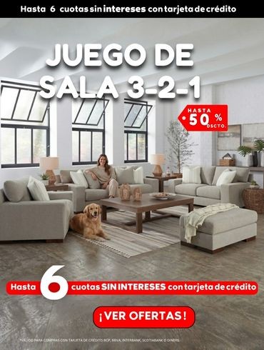 Juegos de sala con hasta 6 cuotas sin intereses